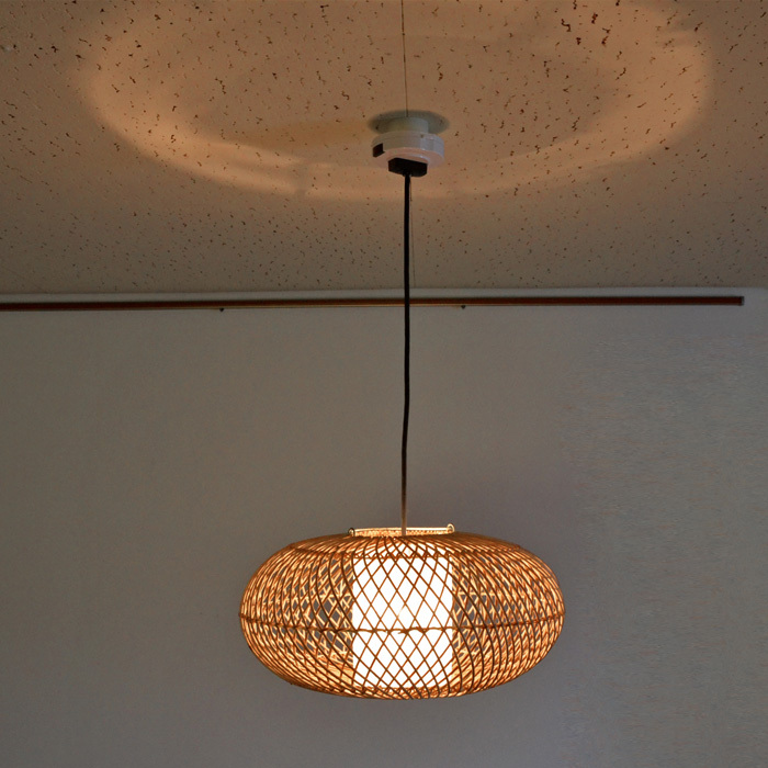 ラタン 吊り下げ照明 E17 40W 21cm×42cm ナチュラル シーリングライト