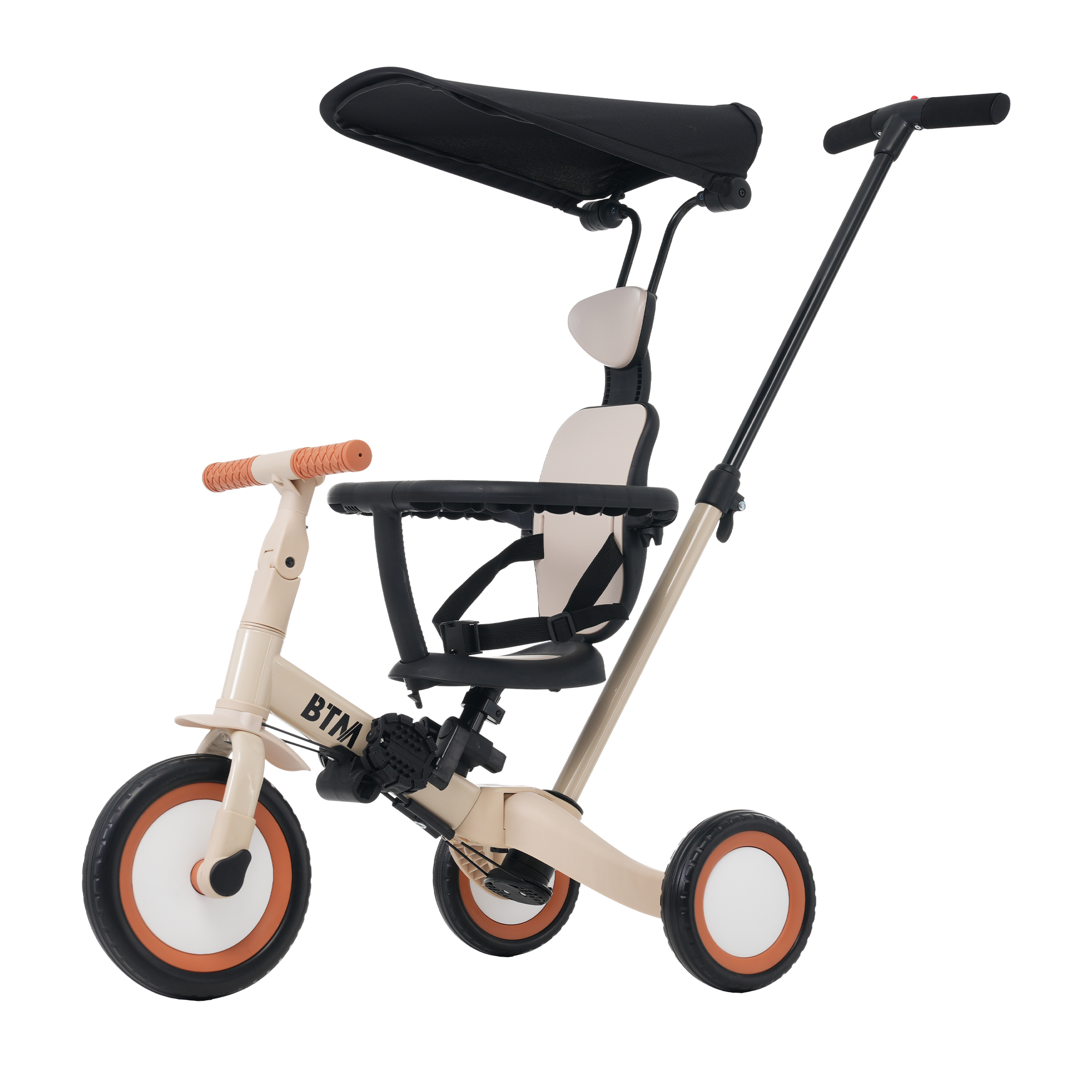 BTM 子供用三輪車 5in1 三輪車のりもの 押し棒付き 安全バー付き