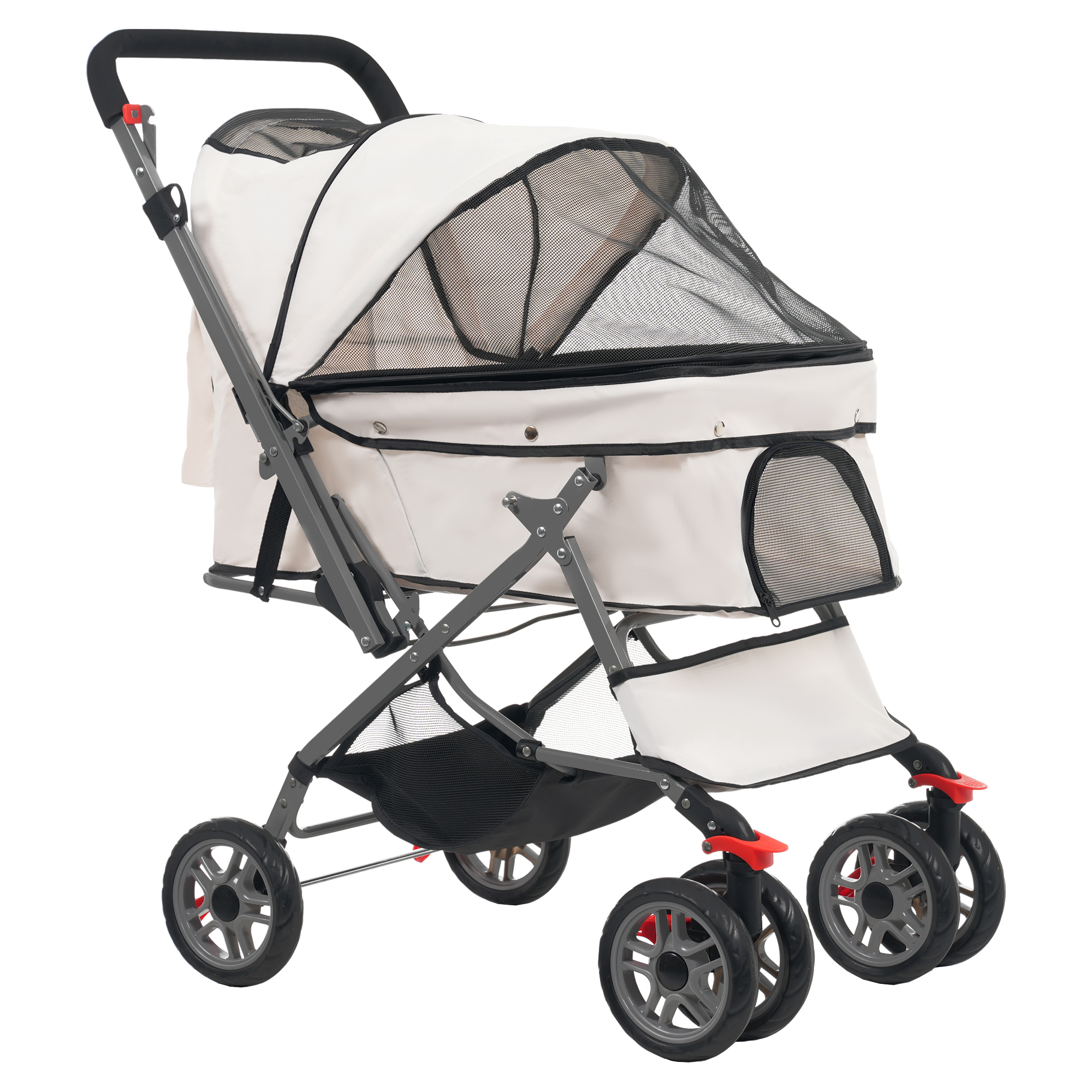 BTM ペットカート 対面式 折りたたみ 多頭用 中型犬 小型犬 犬カート 4