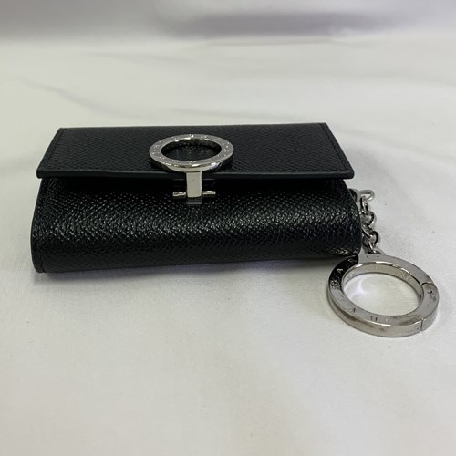 BVLGARI / キーケース/レザー/BLK/メンズ/ロゴクリップ BVLGARI