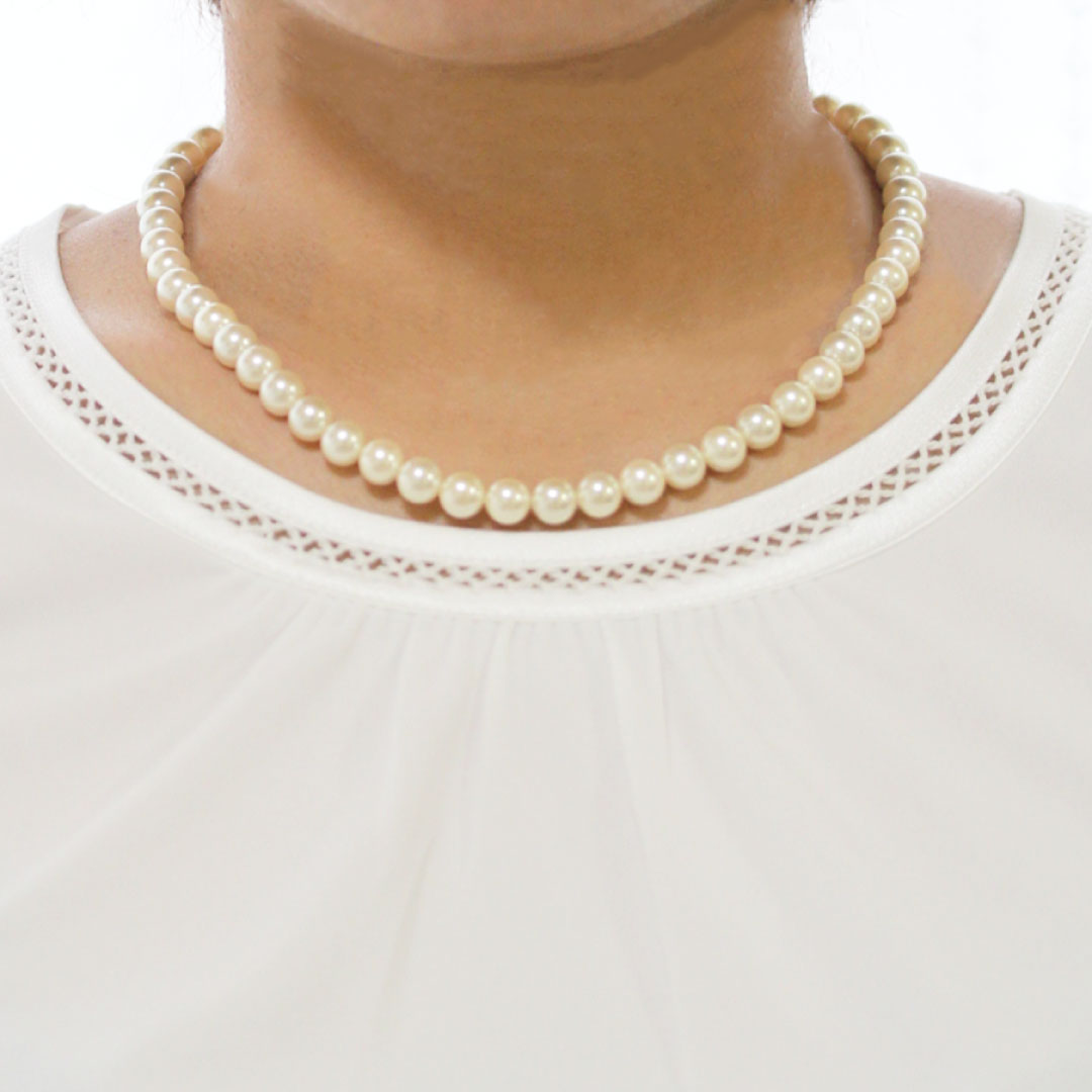 Pure パール ネックレス ピアス セット 真珠 レディース 貝パール 白