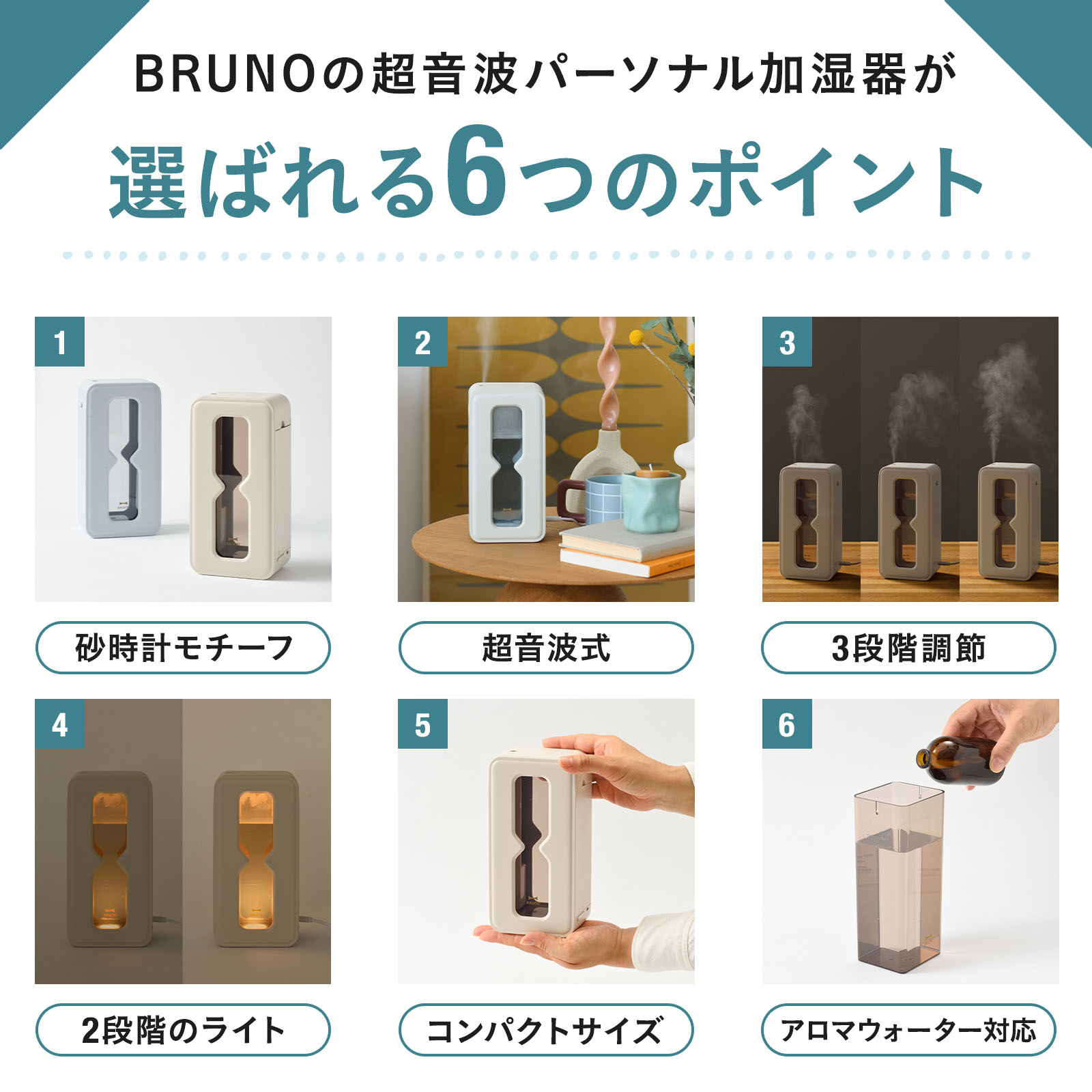 BRUNO（ブルーノ） 公式超音波パーソナル加湿器 TIMEFLOW MIST BDE067