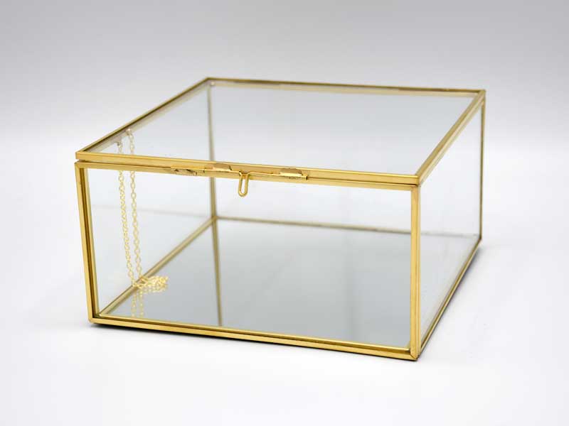 ガラス ディスプレイケース ブラス スクエア ゴールド ガラス