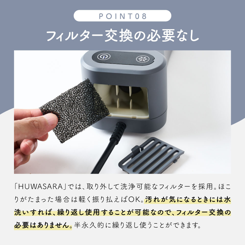 HUWASARA ボディドライヤー ハンズフリー マイナスイオン 床置き