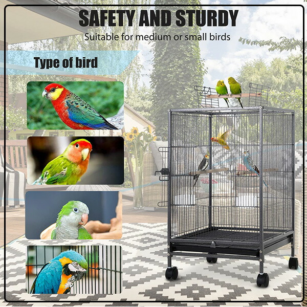 NChanmar バードケージ プレイトップ スタンド付き 鳥かご 大型