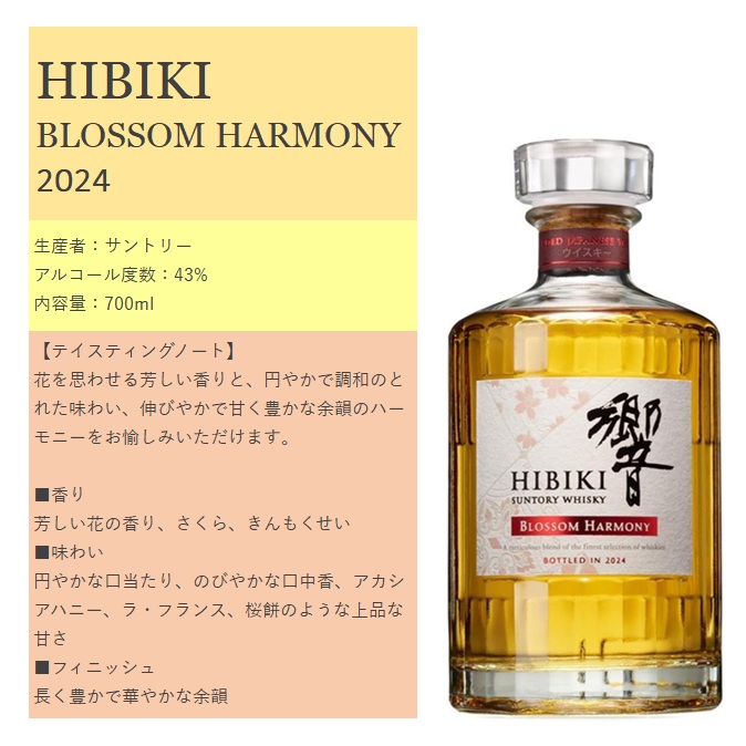 サントリーウイスキー 響 サントリー ブロッサムハーモニー 2024 箱