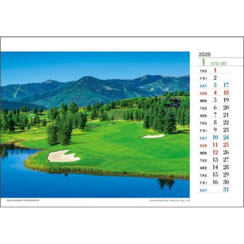 30%OFF】2026 Calendar 卓上スタンド 世界のゴルフ場 カレンダー2026年