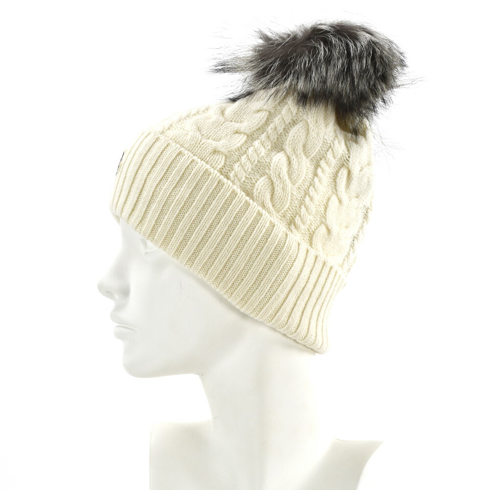 極美品】希少 モンクレール ニット帽 BERRETTO フォックスファー 黒 極