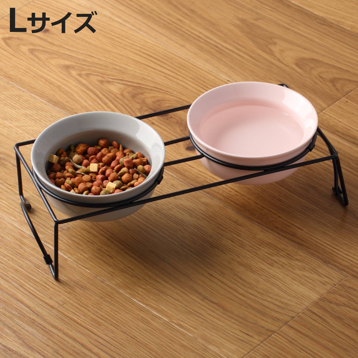 犬 犬用 食器 ボウル ダブルセット グレー/ピンク AppeTIT DOG ROUND M