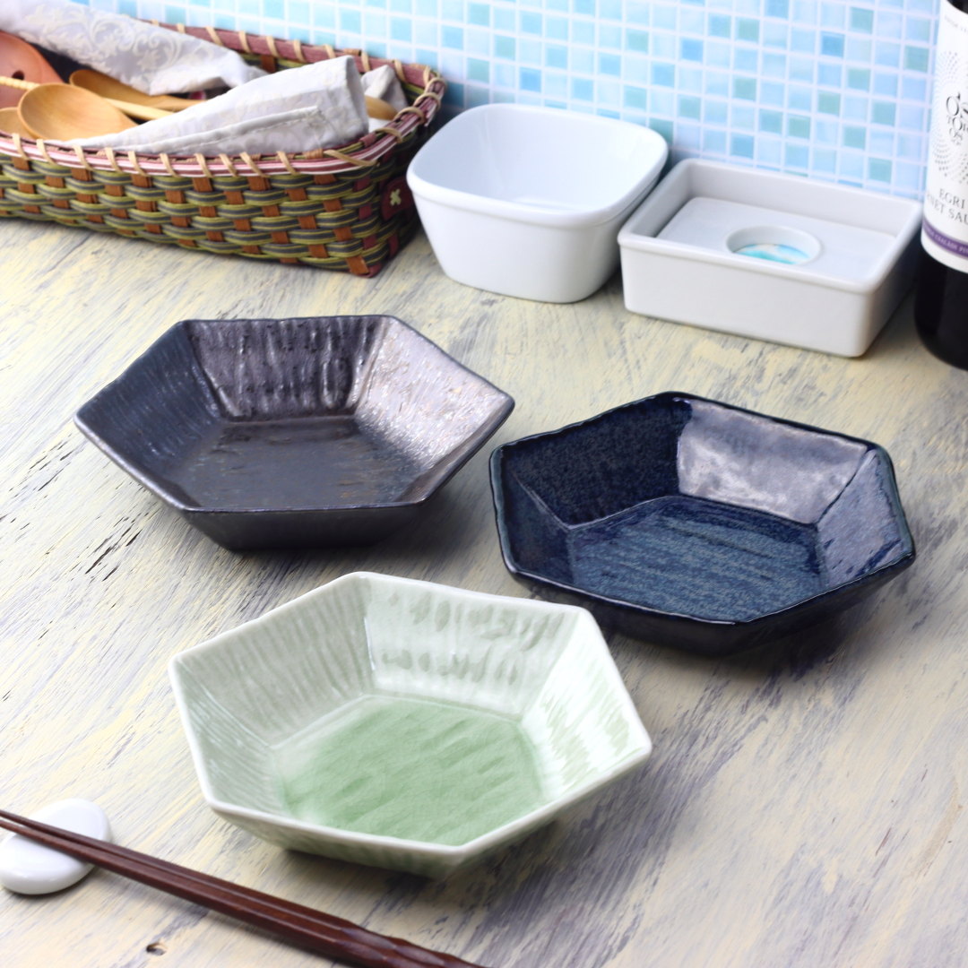 美濃焼三善六角鉢 18cm 日本製 美濃焼 プレート 六角皿 六角形 中皿