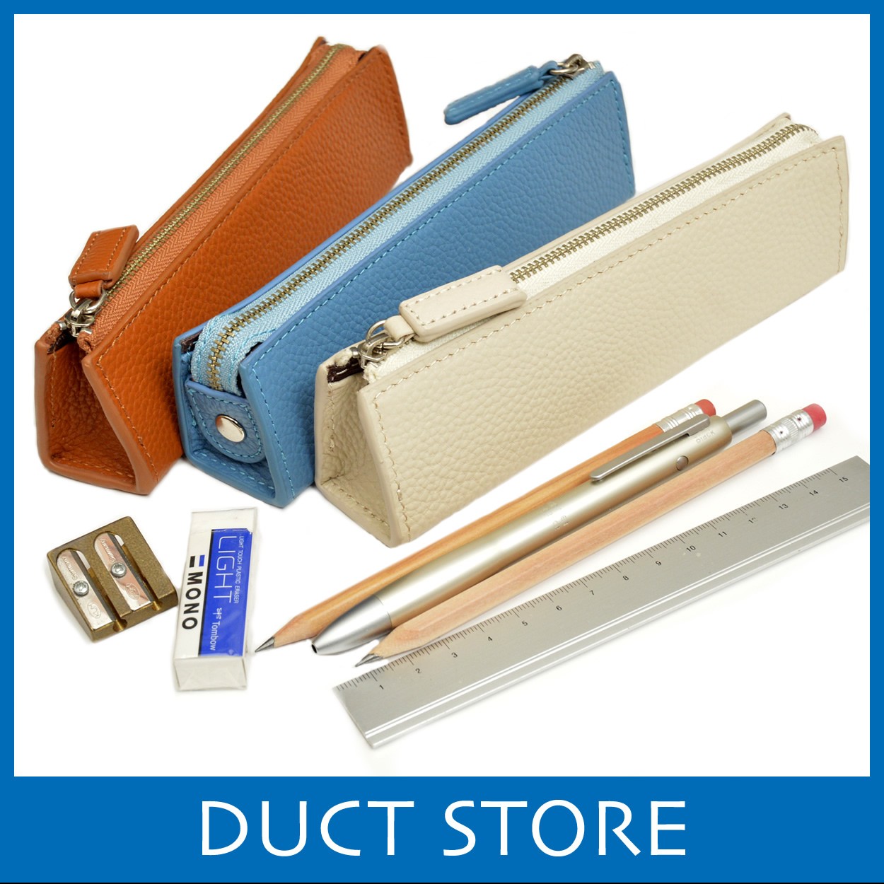 ペンケース 筆箱 三角 本革 ファスナー レディース メンズ ソフト