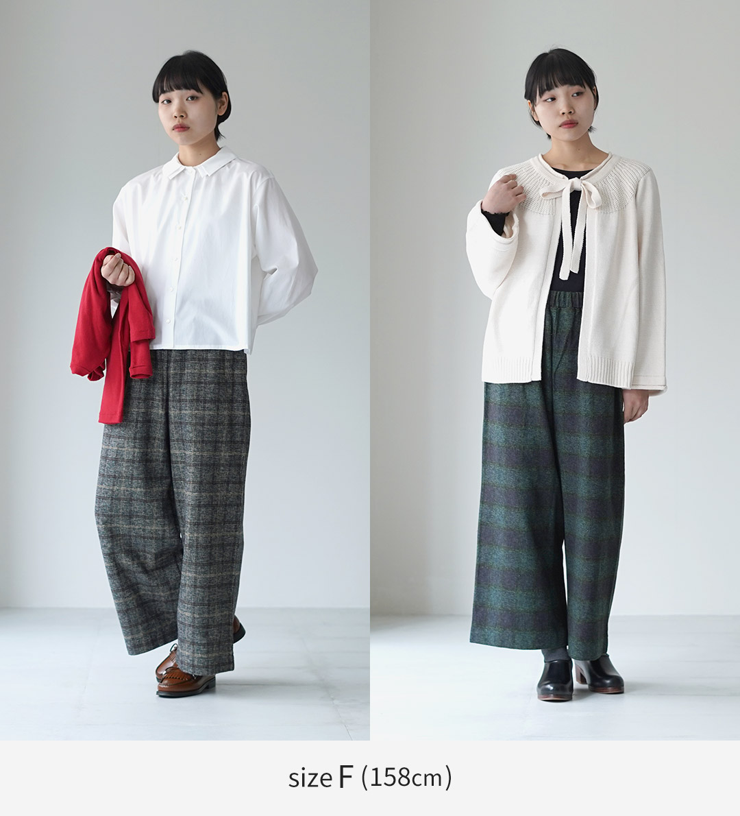 mao made（マオメイド） ツイードライク チェック ワイド パンツ