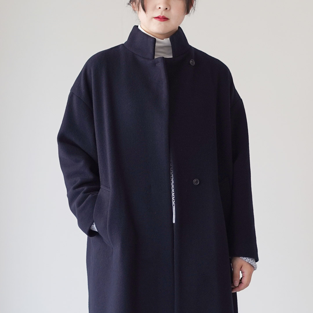 mizuiroind（ミズイロインド） ウールブレンド スタンドカラー コート