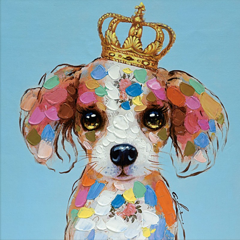 アートポスター 額付 動物画 オイル ペイント アート ドッグペイン