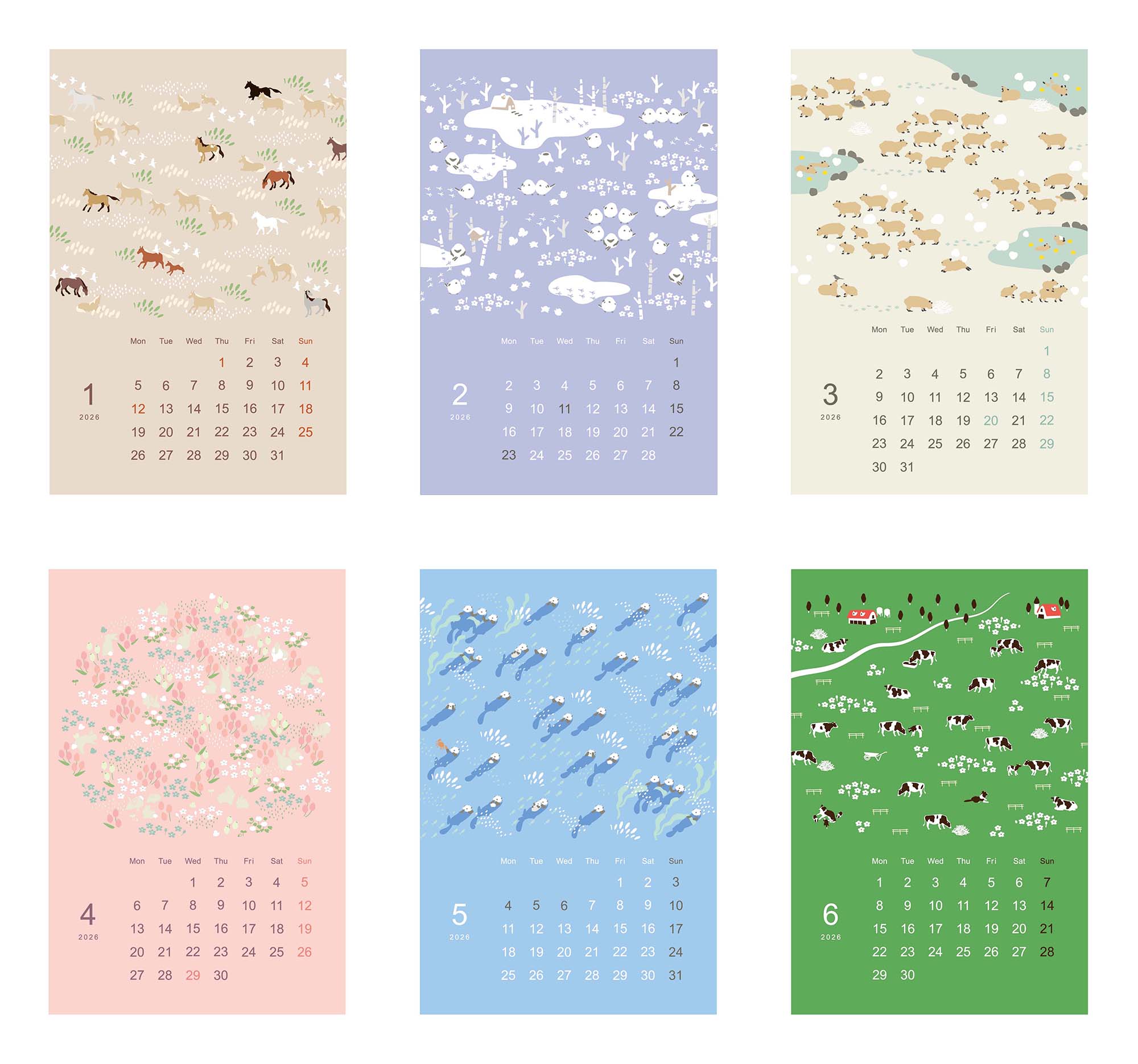 MATOKA（マトカ） MATOKA 2026年 卓上カレンダー リングタイプ（月曜