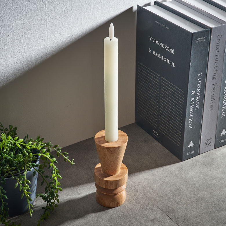 ELEMENTS キャンドル ホルダー 天然 木 製 Mサイズ 2way ウッド 高さ