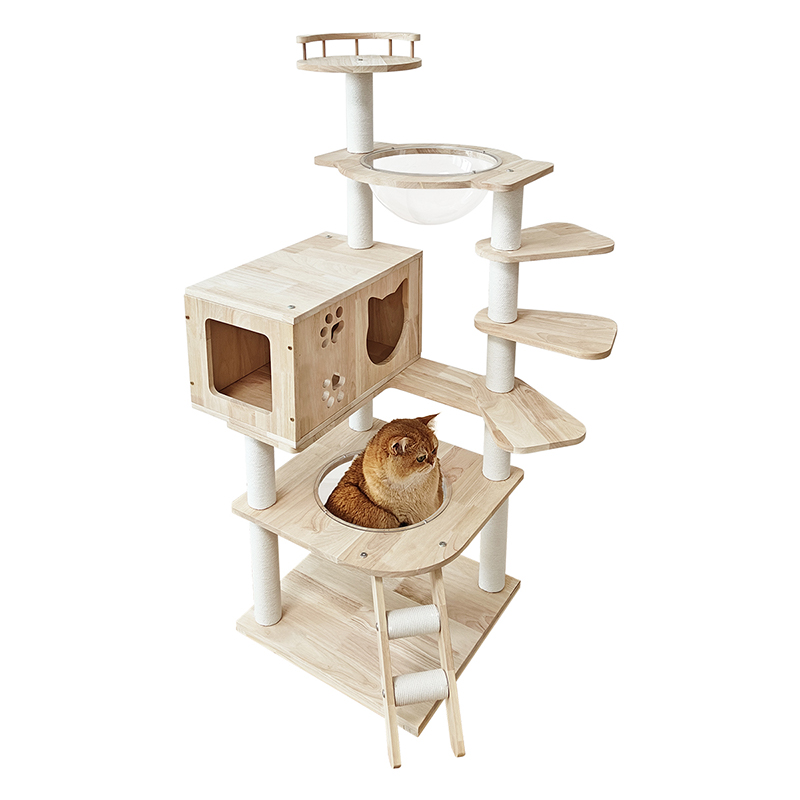 RAKU キャットタワー ねこタワー ヤフー1位 無垢材仕様登場 木製/布製