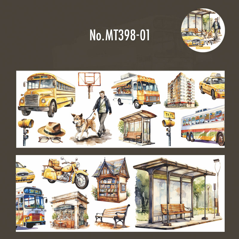 コラージュ 素材 マスキングテープ マステ 旅行 列車 街並み 風景