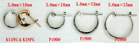 ピアス フープ プラチナ pt900 5×10 地金ピアス ムーンピアス 月甲