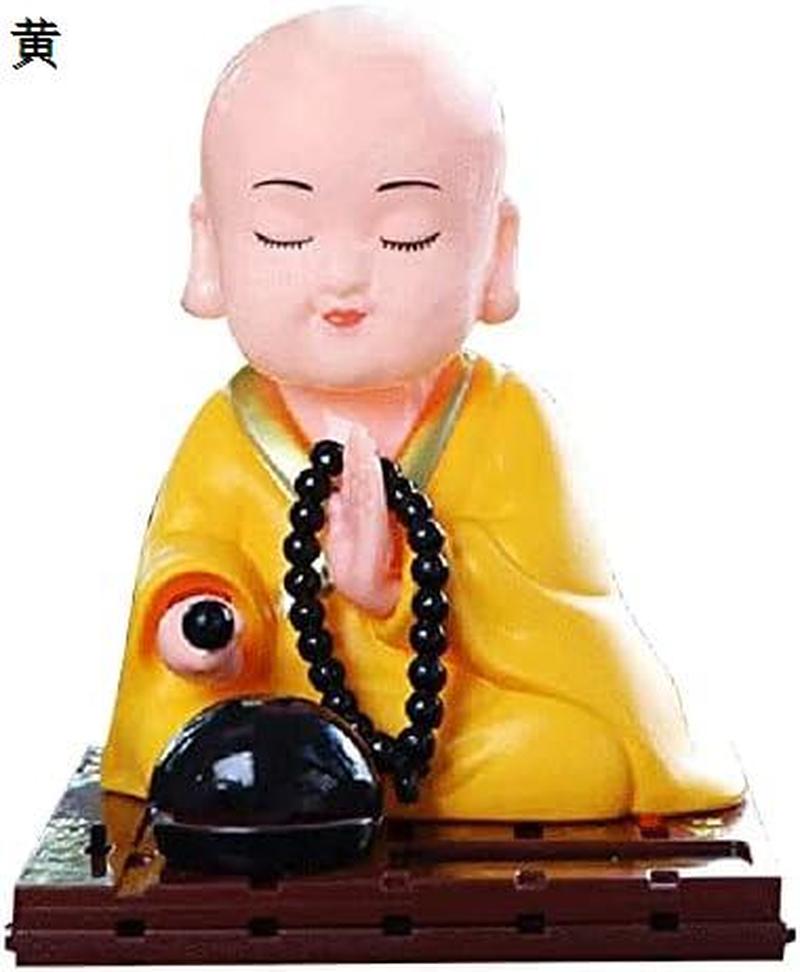僧侶 置物 おもちゃ 車のダッシュ飾り 頭踊り お坊さん彫像 ソーラー