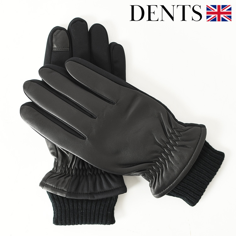 DENTS（デンツ） レザー 手袋 スマホ対応 本革 耐水 ニット メンズ