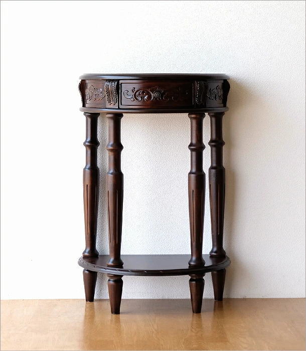 昭和レトロ 古家具 木製コンソールテーブル コールキャビネット 電話台