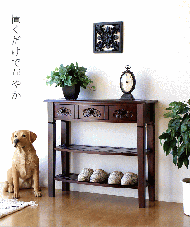 アンティーク 家具 棚 シェルフ コンソールテーブル 電話台 サイド
