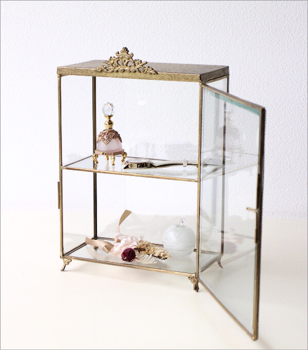 ameo）古いガラスケース 小型 ショーケース 2段ラック 当時物 ameo