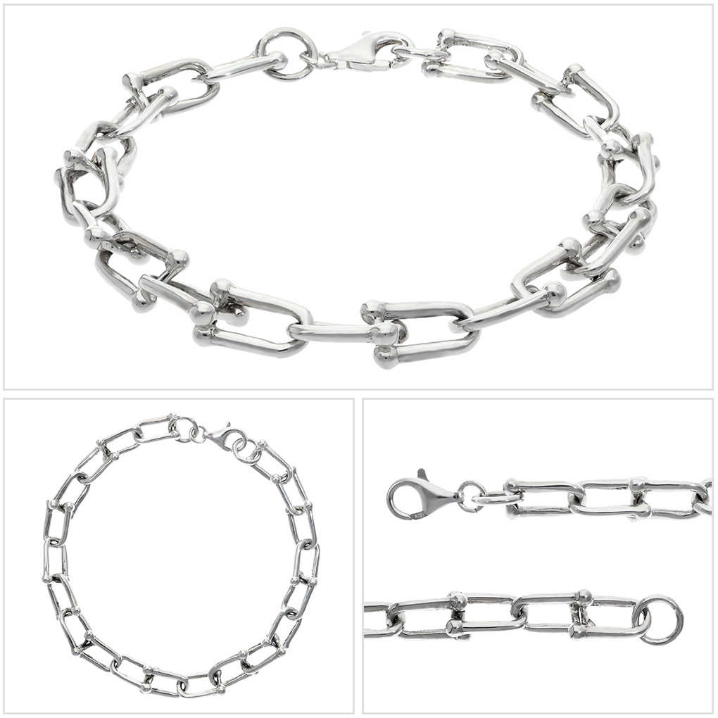 シルバー925 リンクチェーン ブレスレット シルバー 17〜21cm シンプル