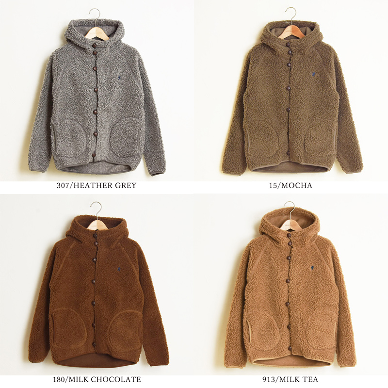 GYMPHLEX（ジムフレックス） くるみボタン フードボアジャケット ボア