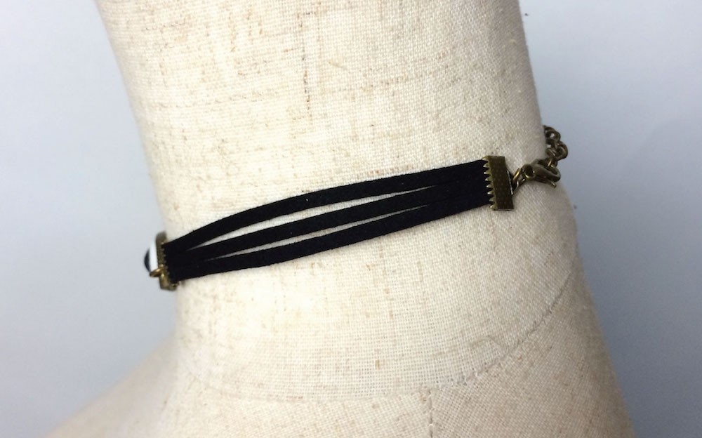 送料無料 目玉 モチーフ チョーカー ブレスレット ベロア スエード