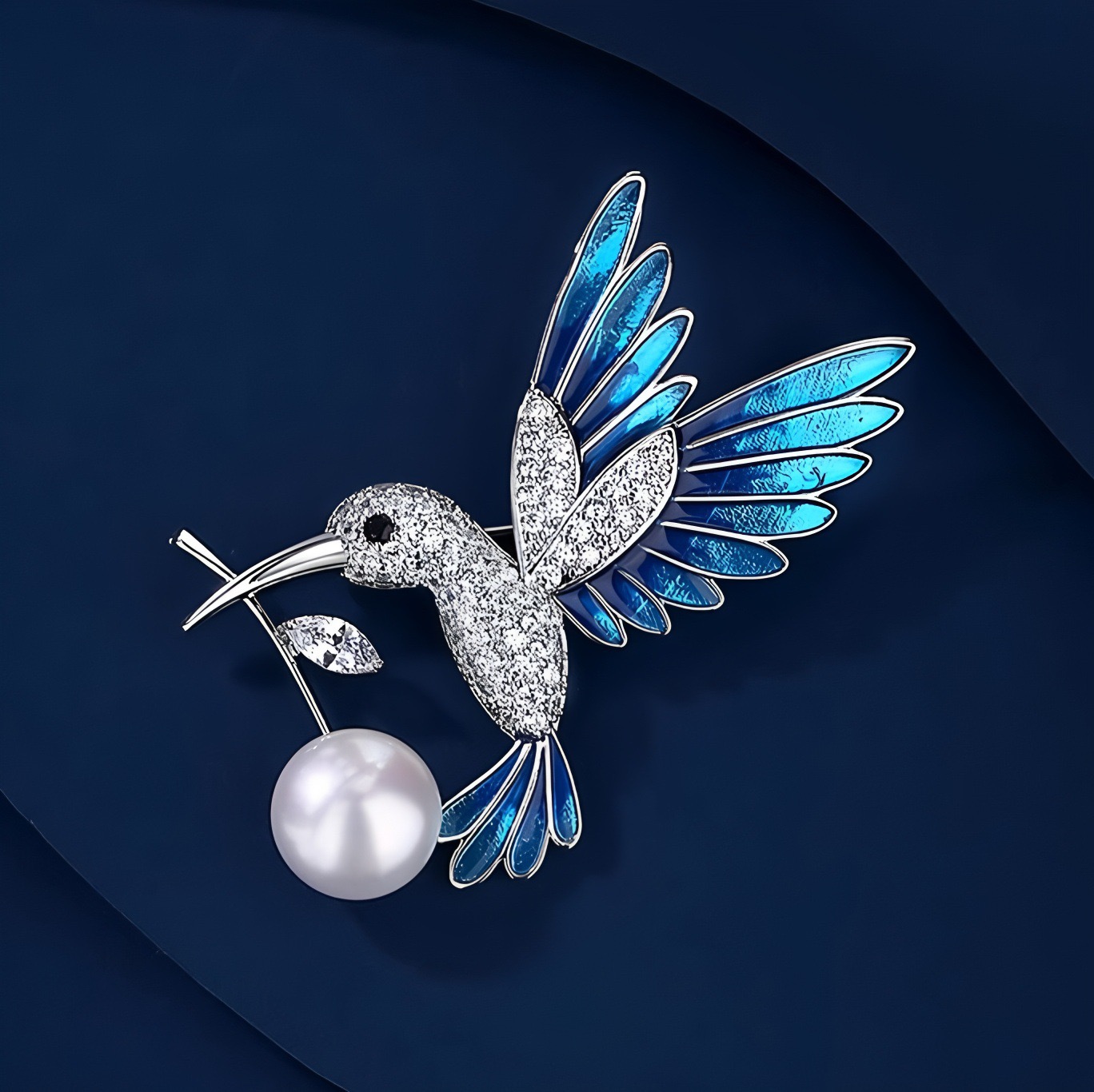ブローチ 幸せの青い鳥ラインストーンピンブローチ 新発売セール