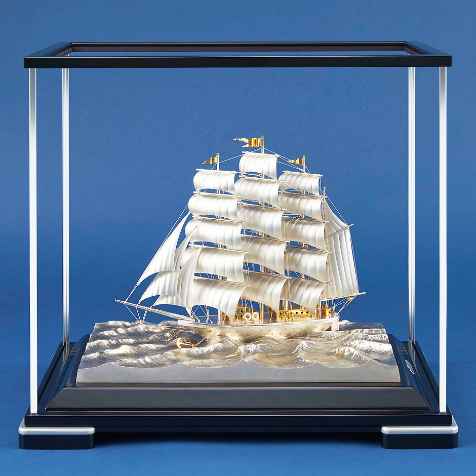 帆前船 3号｜銀製置物/ソリッドガラスケース : HIKARI GALLERYヤフー店