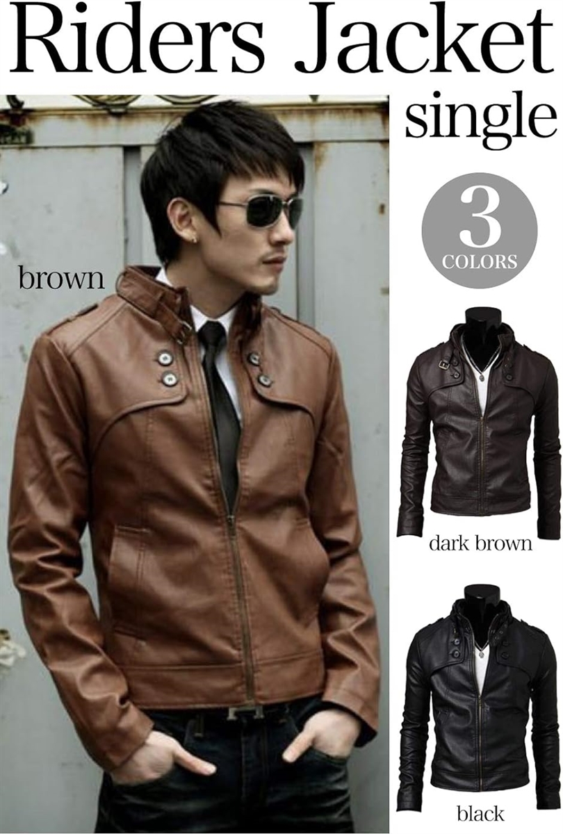 ライダース ジャケット シングル ビンテージ レザー メンズ 服 XXL