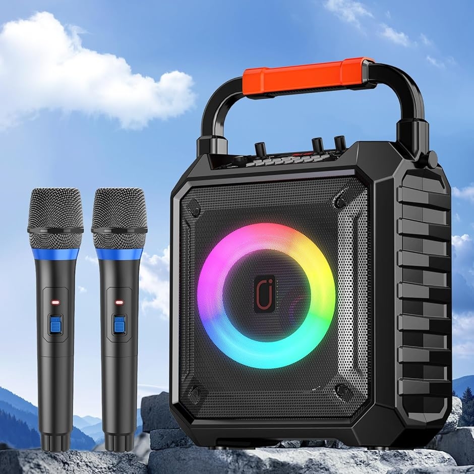 スピーカーセット カラオケセット 家庭用 拡声器 ワイヤレスマイク 2