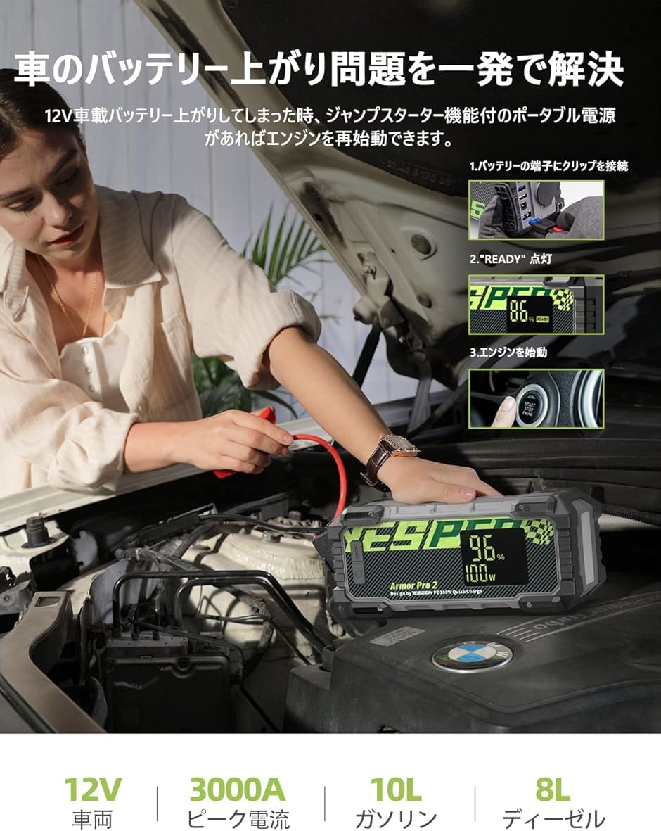 YESPER ポータブル電源 小型 大容量 299.52Wh/83200mAh 【公式通販】
