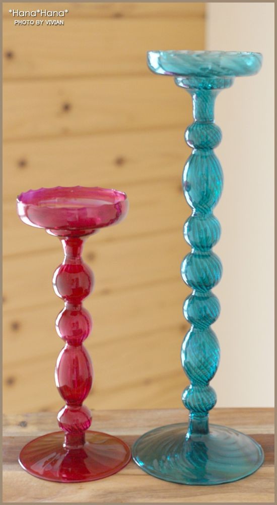 在庫限り／ ガラス製 キャンドルスタンド ホルダー 2個セット ろうそく