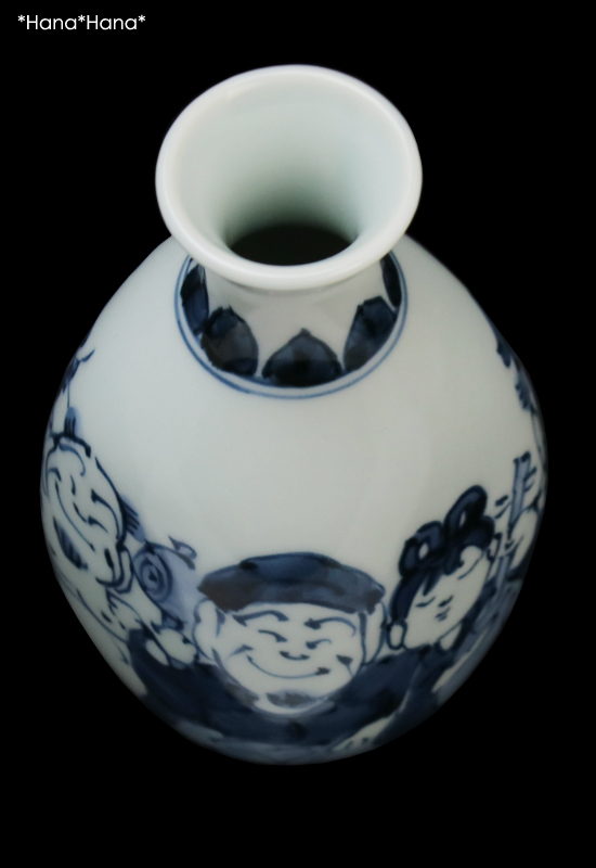 染付 七福神 四角徳利 1合 200ml 有田焼 // 和食器 食器 酒器 とっくり