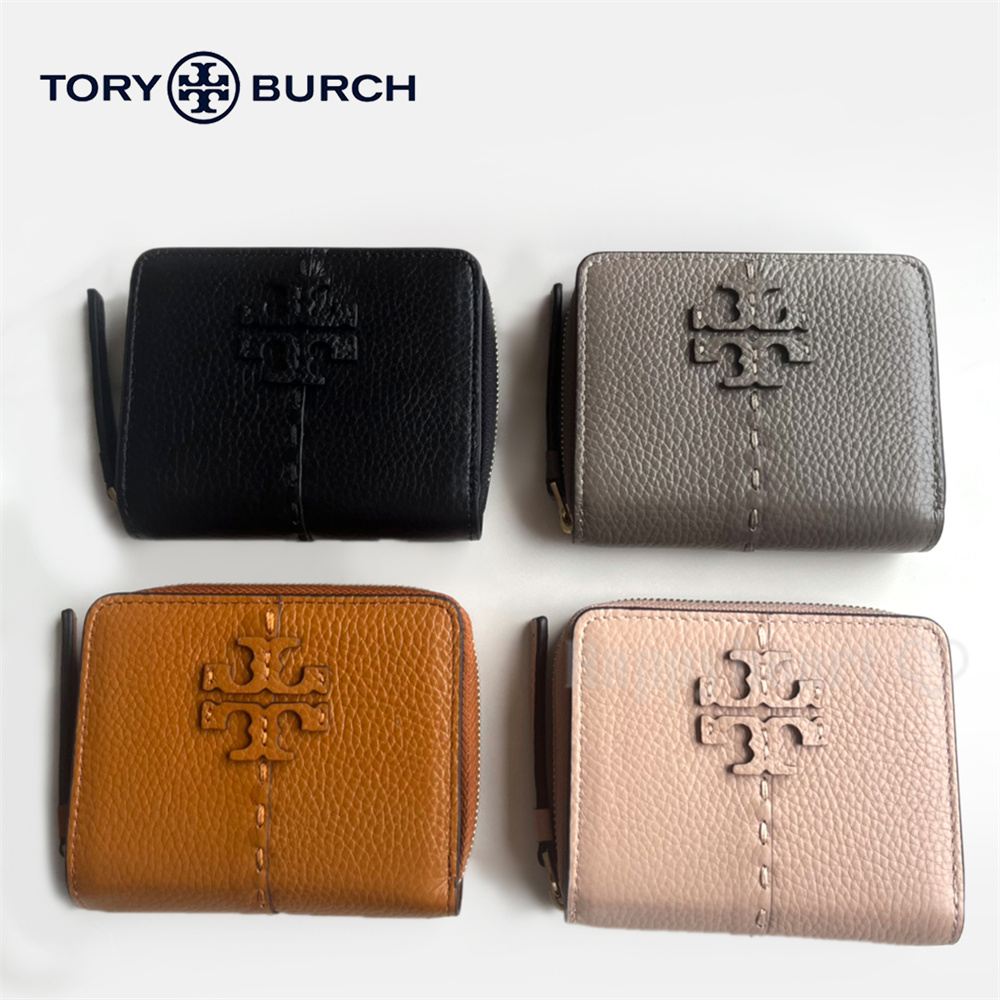 即発送】美品 トリーバーチ 二つ折り 財布 マックグロー ピンク レザー