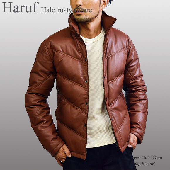 Haruf（ハルフ） レザーダウンジャケット レザージャケット メンズ 本
