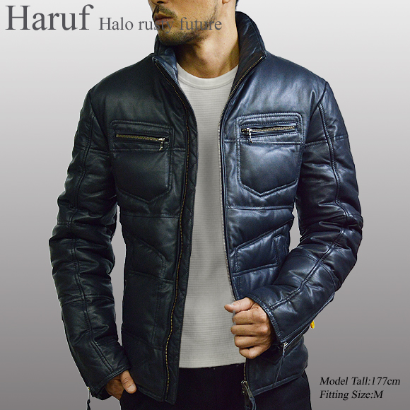Haruf（ハルフ） レザーダウンジャケット レザージャケット メンズ 本