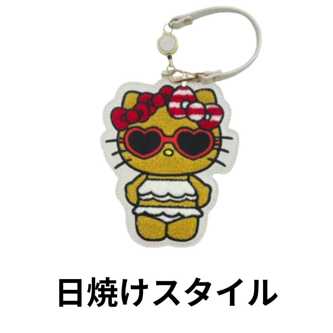 キティ パスケース サガラ ダイカット リール付き ICカード ケース