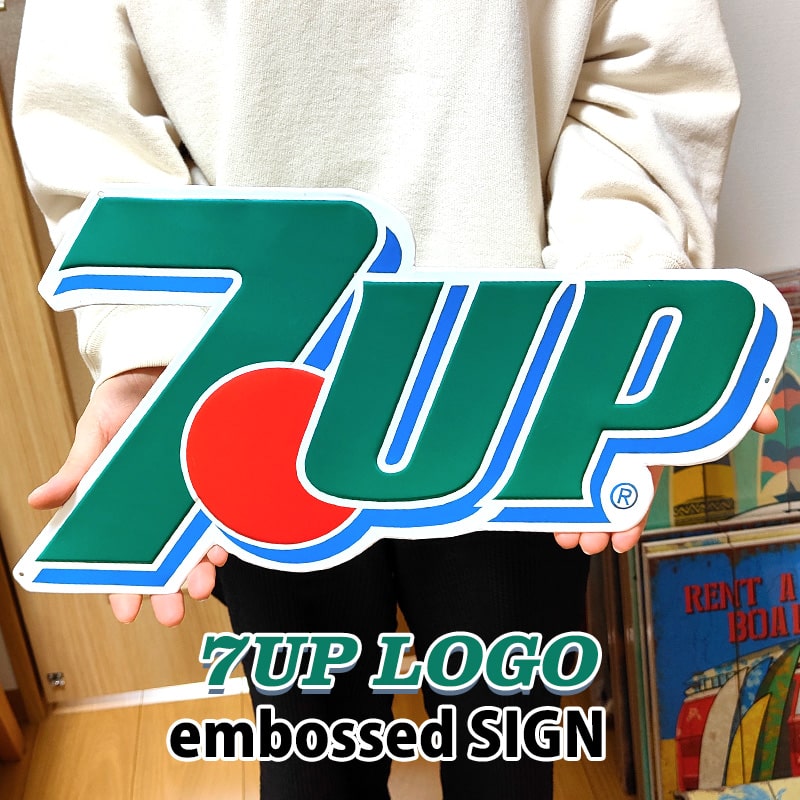 アメリカン レトロ ブリキ看板 7UP ロゴ アンティーク グリーン