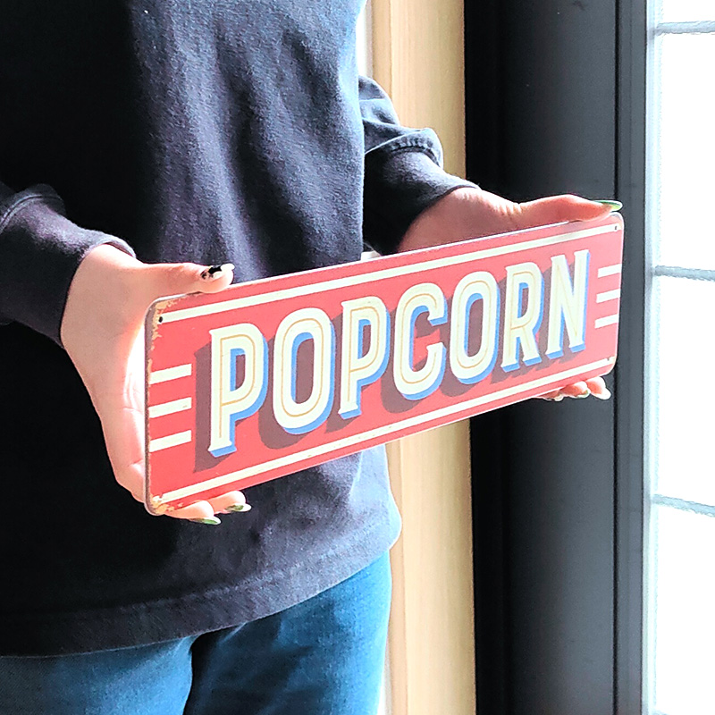 アメリカン レトロ ブリキ看板 ポップコーン ティンサイン レッド 壁