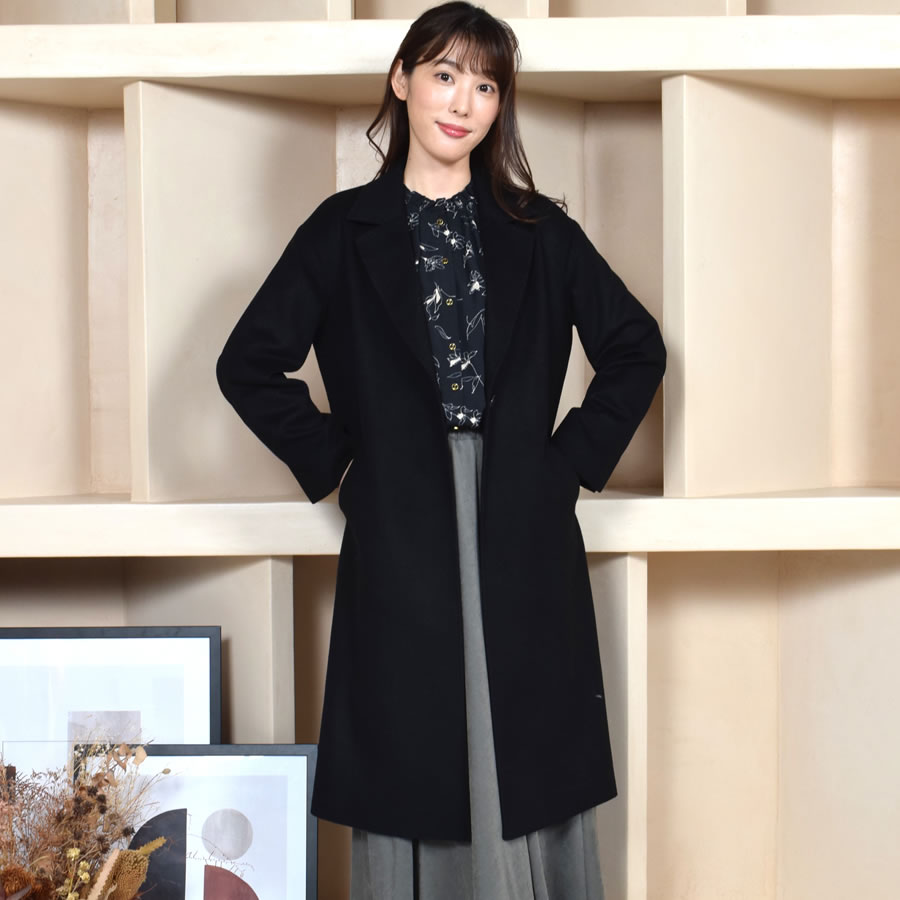 チェスターコート レディース 秋 冬 アウター カシミヤ ブレンド