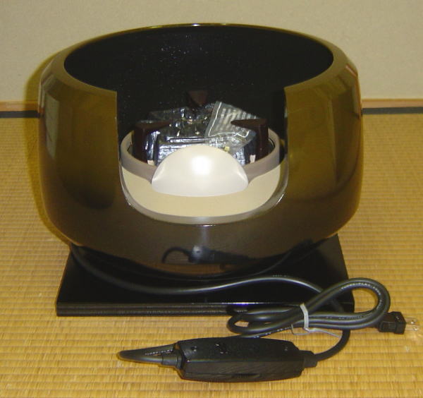 茶道具 風炉釜 電熱風炉 野々田式 面取風炉 合金製 古銅色 炭型電熱器
