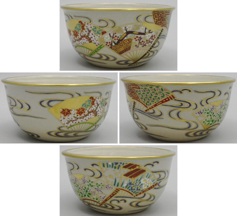 茶道具 膳所焼 色絵兜茶碗 共箱 未使用 旧家蔵出 送料無料(A500