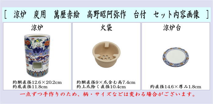 煎茶道具 涼炉 萬歴赤絵 高野昭阿弥作 炭用台付 茶道 : 茶道具いまや