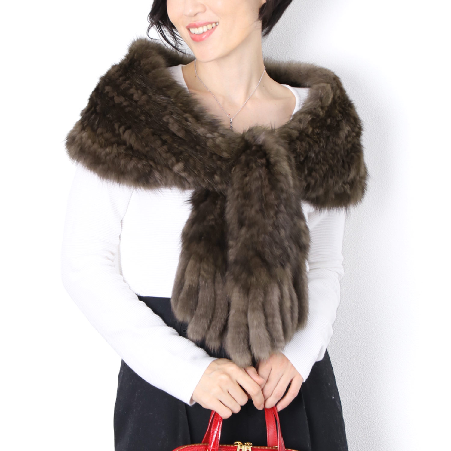 sankyo shokai（三京商会） ロシアンセーブル 編み込み マフラー