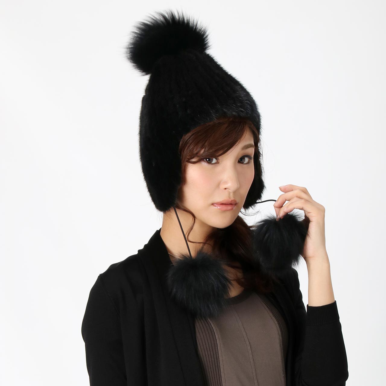 sankyo shokai（三京商会） ミンク ファー ボンボン付き 帽子